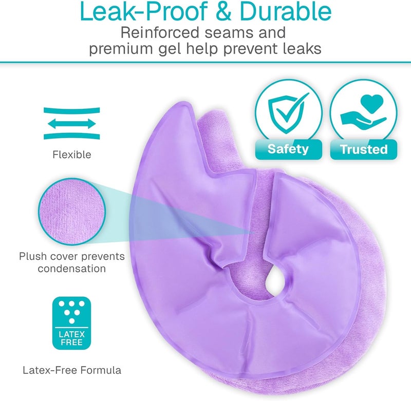Arctic Flex Breast Ice Packs - Hot & Cold Therapy, Surgery Recovery Supplies - Heating & Cooling Gel Pad for Breastfeeding, Engorgement, Mastitis Relief, Sore Nipples, Lactation (Purple) - Image 4